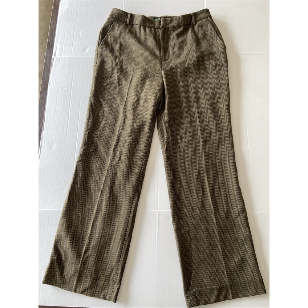 Lauren Ralph Lauren Woman Wool Herringbone Trousers Sz 12